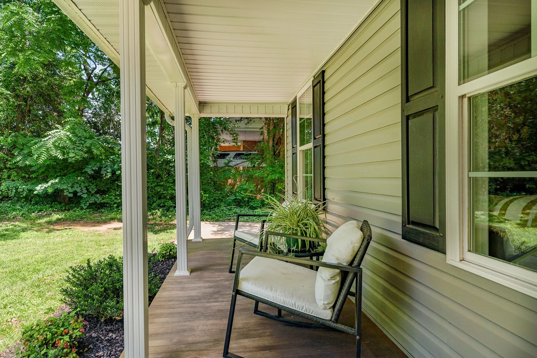 Covered porch with garden view